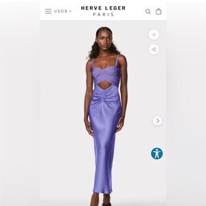 Herve Leger Purple Cutout Dress Size 6 NWT